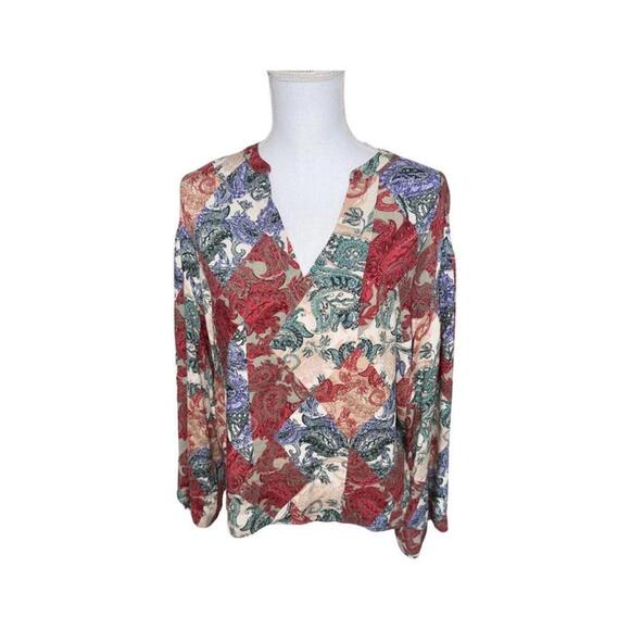 JESSICA SIMPSON Jenna top in mother of Pearl paisley patch - M New - Picture 2 of 5